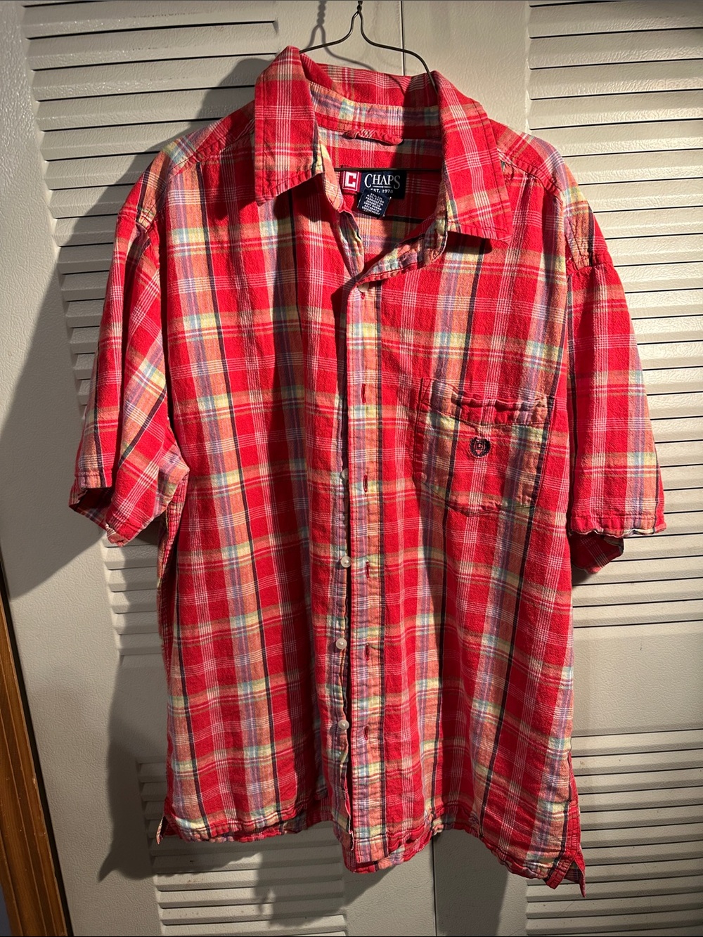 Chaps Red Plaid Short-Sleeve Button-Down Shirt
